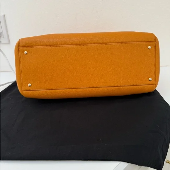 Authentic Chanel Orange Timeless Caviar Dome Zip Tote Shoulder Bag - Picture 5 of 16